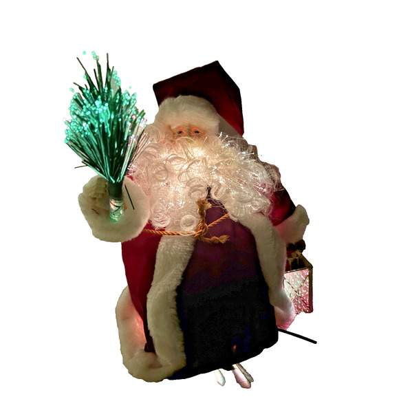 Fiber Optic 13” Santa Claus Christmas Tree Topper/Tabletop Decor Holiday Light - Picture 1 of 14